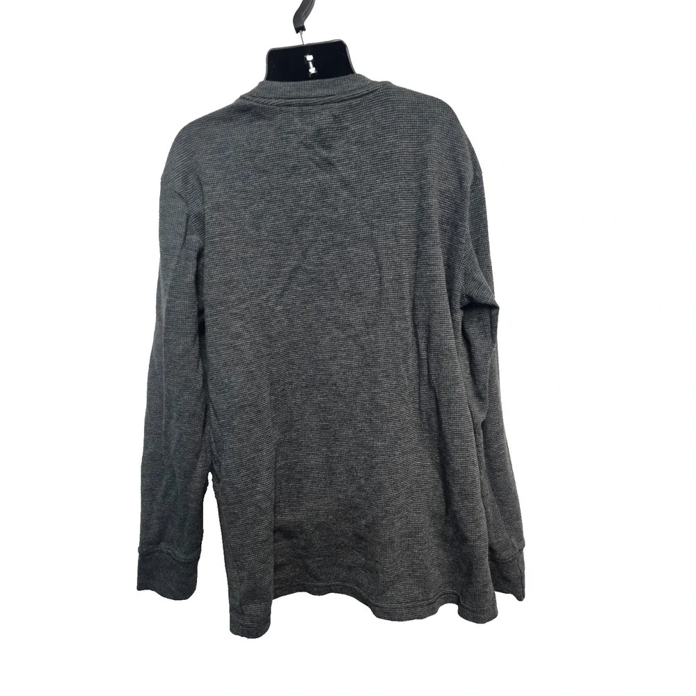 The Children's Place Boys L 10/12 Henley Thermal Long Sleeve Waffle Knit Gray